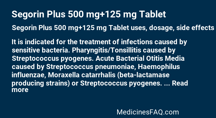 Segorin Plus 500 mg+125 mg Tablet