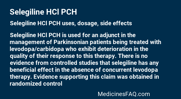 Selegiline HCl PCH