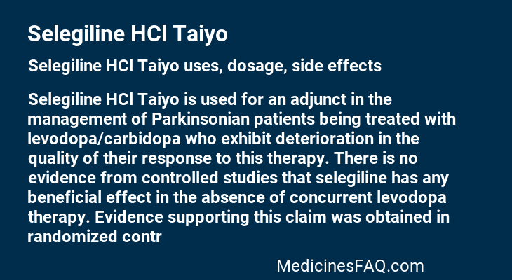 Selegiline HCl Taiyo