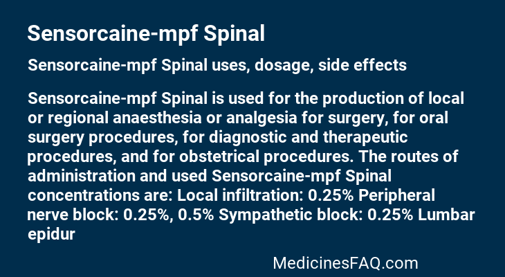Sensorcaine-mpf Spinal