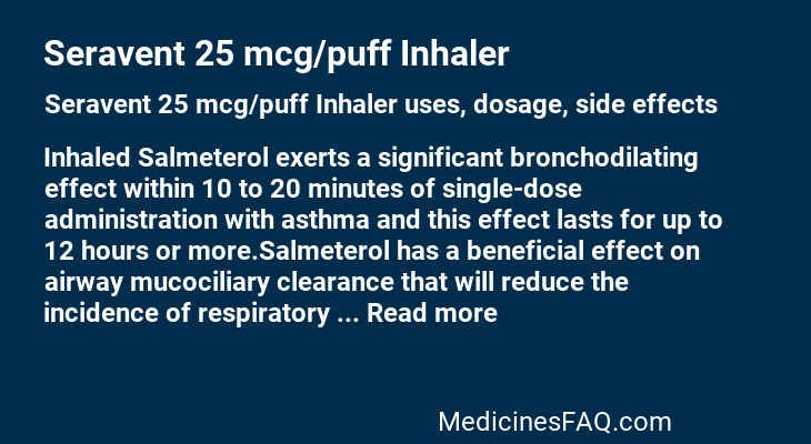 Seravent 25 mcg/puff Inhaler