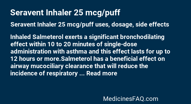 Seravent Inhaler 25 mcg/puff