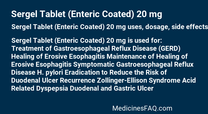 Sergel Tablet (Enteric Coated) 20 mg