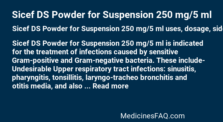 Sicef DS Powder for Suspension 250 mg/5 ml
