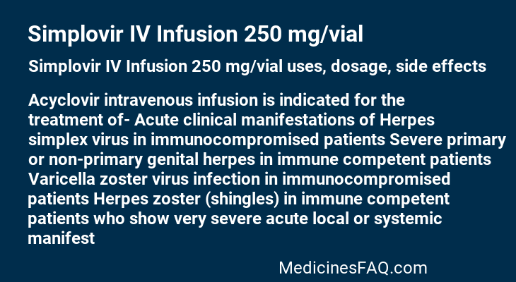 Simplovir IV Infusion 250 mg/vial