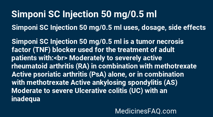 Simponi SC Injection 50 mg/0.5 ml