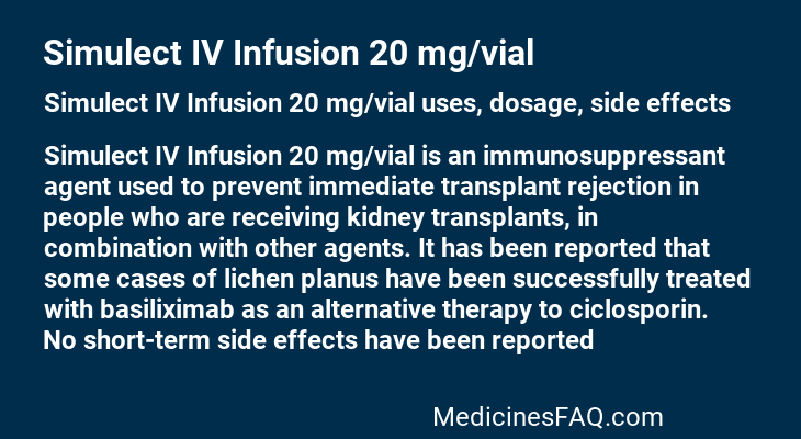 Simulect IV Infusion 20 mg/vial