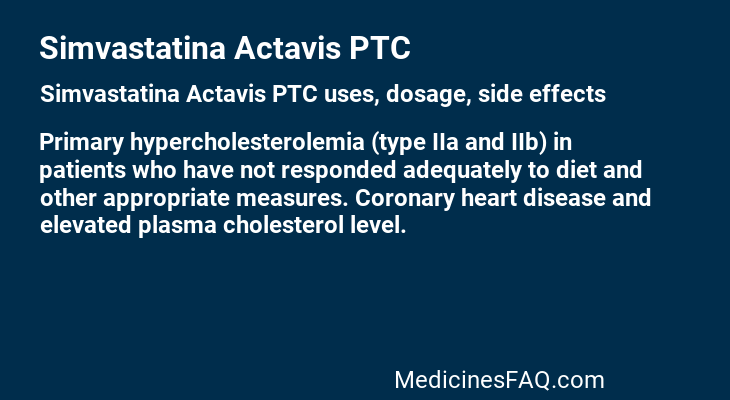 Simvastatina Actavis PTC