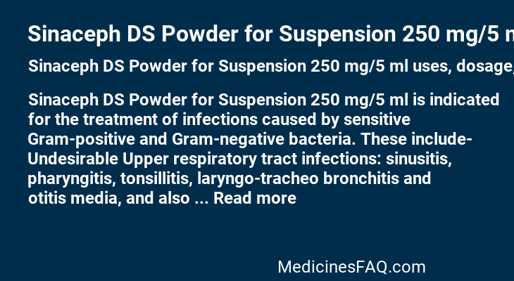 Sinaceph DS Powder for Suspension 250 mg/5 ml