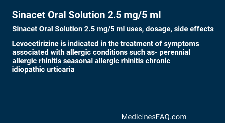 Sinacet Oral Solution 2.5 mg/5 ml