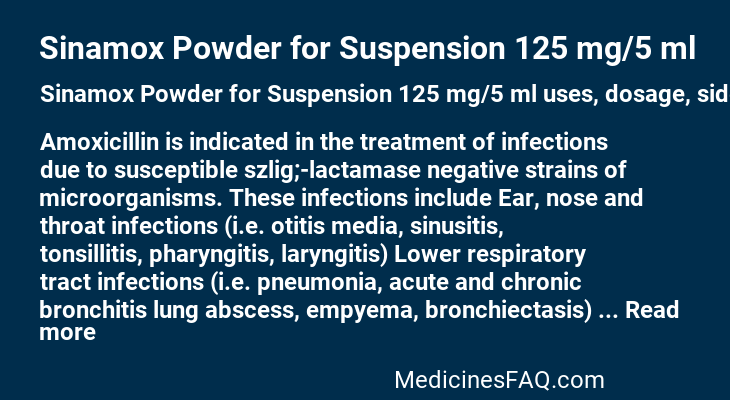 Sinamox Powder for Suspension 125 mg/5 ml