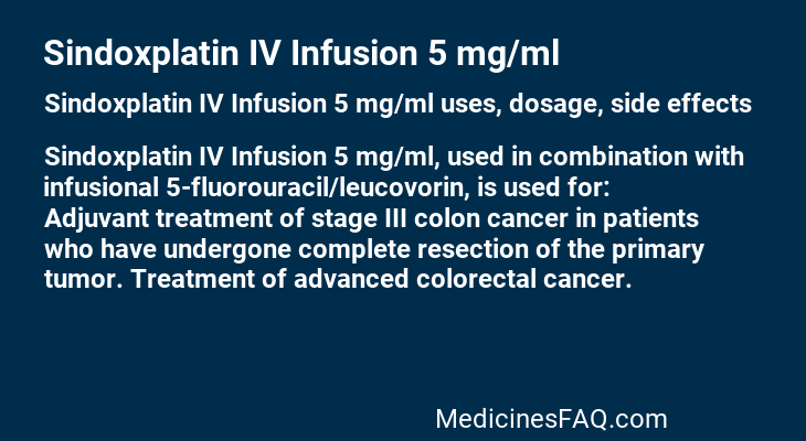 Sindoxplatin IV Infusion 5 mg/ml