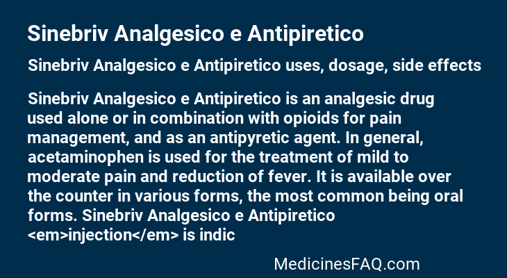 Sinebriv Analgesico e Antipiretico