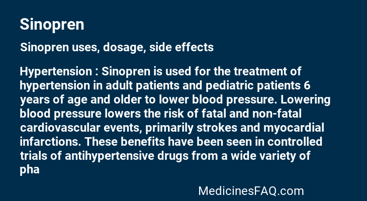 Sinopren: Uses, Dosage, Side Effects, FAQ - MedicinesFAQ