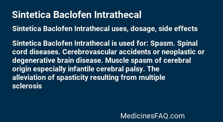 Sintetica Baclofen Intrathecal