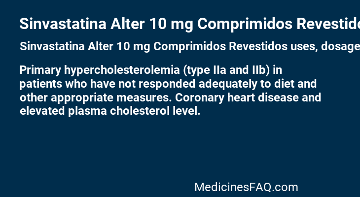 Sinvastatina Alter 10 mg Comprimidos Revestidos
