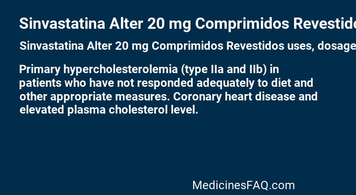 Sinvastatina Alter 20 mg Comprimidos Revestidos