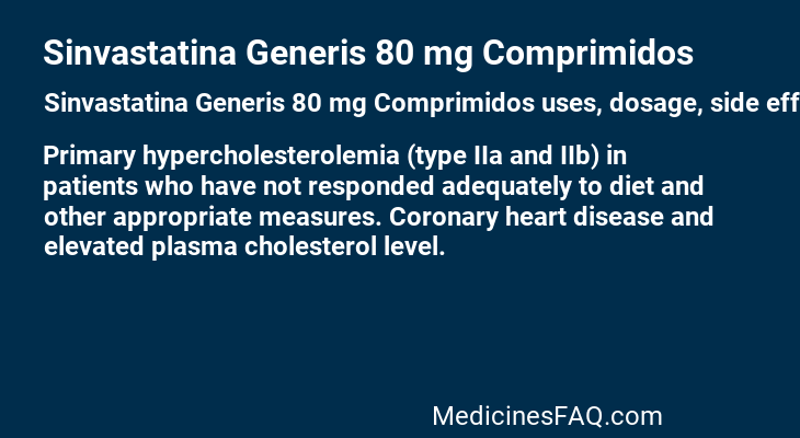 Sinvastatina Generis 80 mg Comprimidos