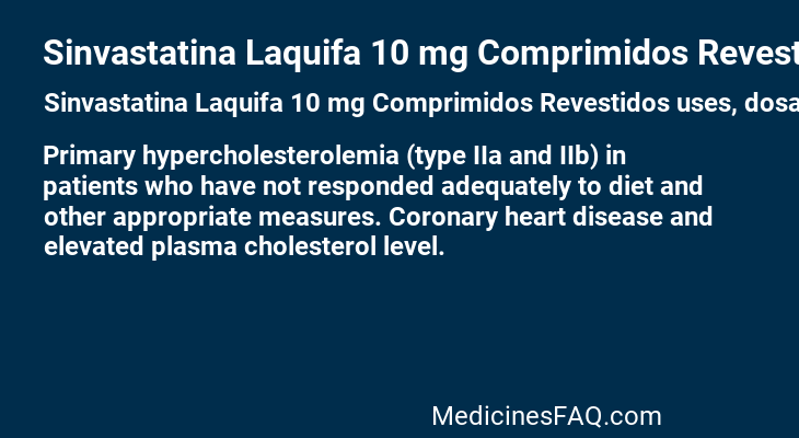 Sinvastatina Laquifa 10 mg Comprimidos Revestidos