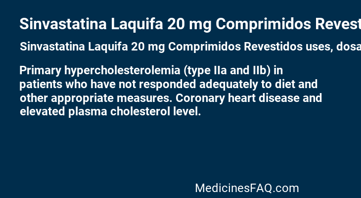 Sinvastatina Laquifa 20 mg Comprimidos Revestidos