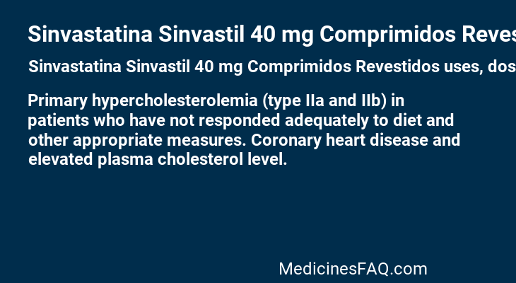 Sinvastatina Sinvastil 40 mg Comprimidos Revestidos