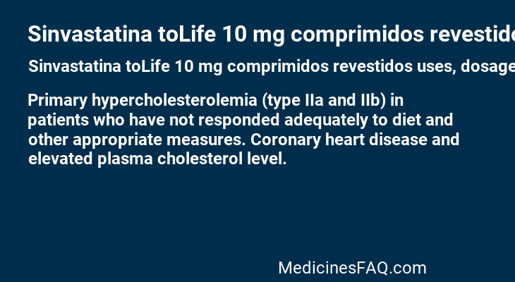 Sinvastatina toLife 10 mg comprimidos revestidos