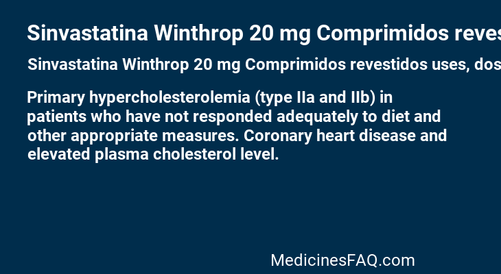 Sinvastatina Winthrop 20 mg Comprimidos revestidos