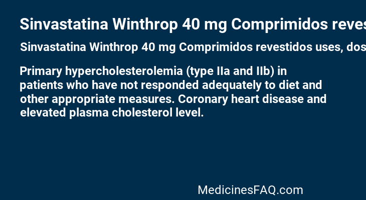 Sinvastatina Winthrop 40 mg Comprimidos revestidos
