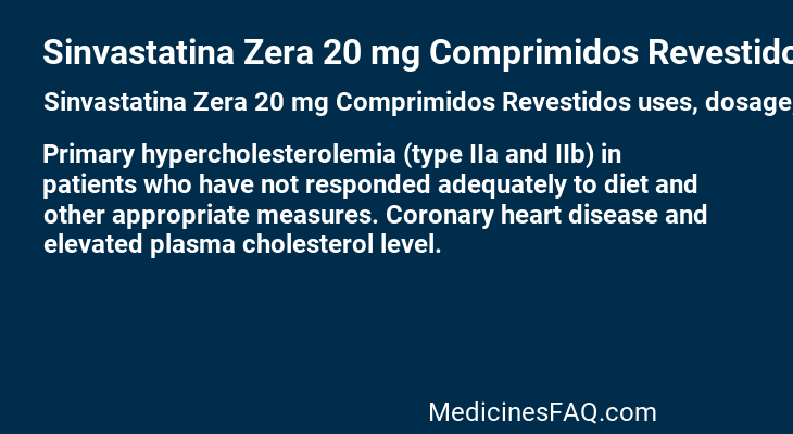 Sinvastatina Zera 20 mg Comprimidos Revestidos