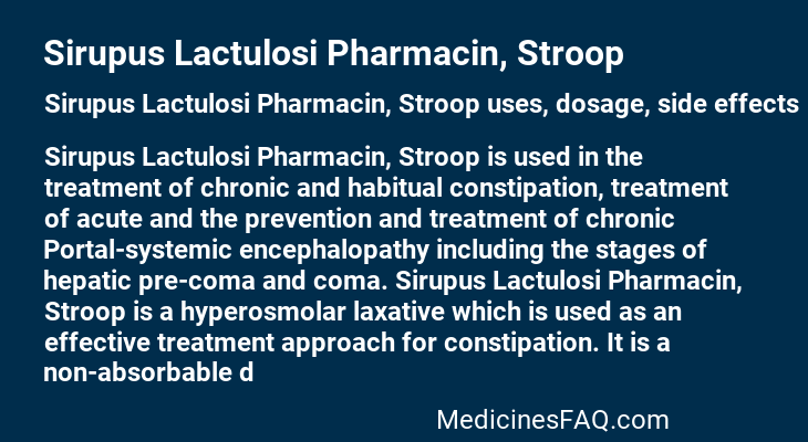 Sirupus Lactulosi Pharmacin, Stroop