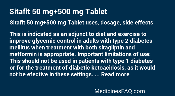 Sitafit 50 mg+500 mg Tablet