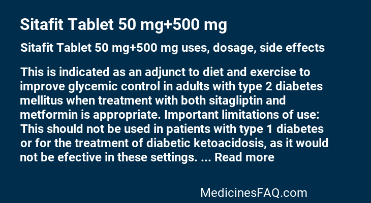 Sitafit Tablet 50 mg+500 mg