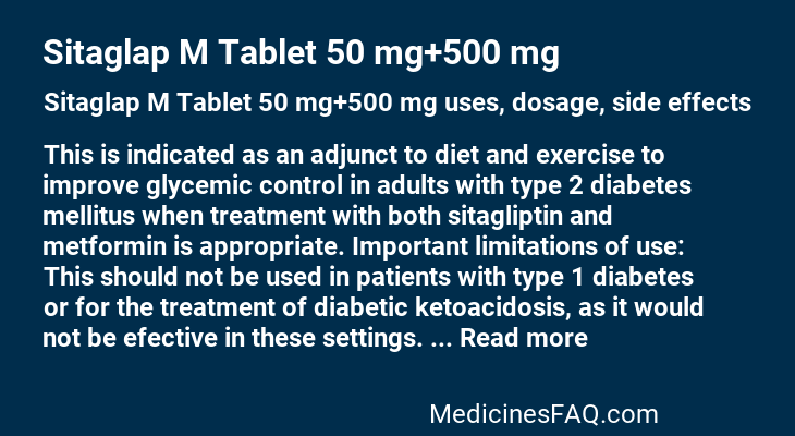 Sitaglap M Tablet 50 mg+500 mg