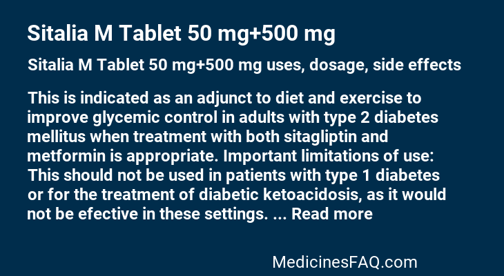 Sitalia M Tablet 50 mg+500 mg