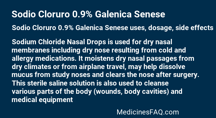 Sodio Cloruro 0.9% Galenica Senese