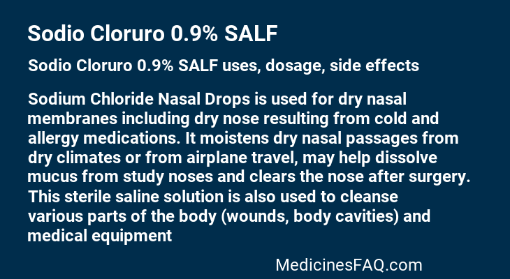 Sodio Cloruro 0.9% SALF