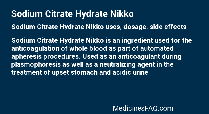 Sodium Citrate Hydrate Nikko