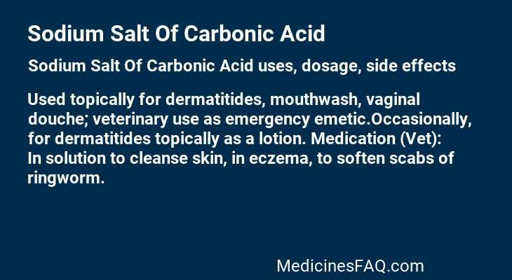 Sodium Salt Of Carbonic Acid