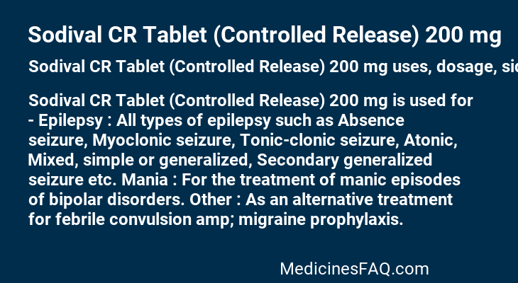 Sodival CR Tablet (Controlled Release) 200 mg
