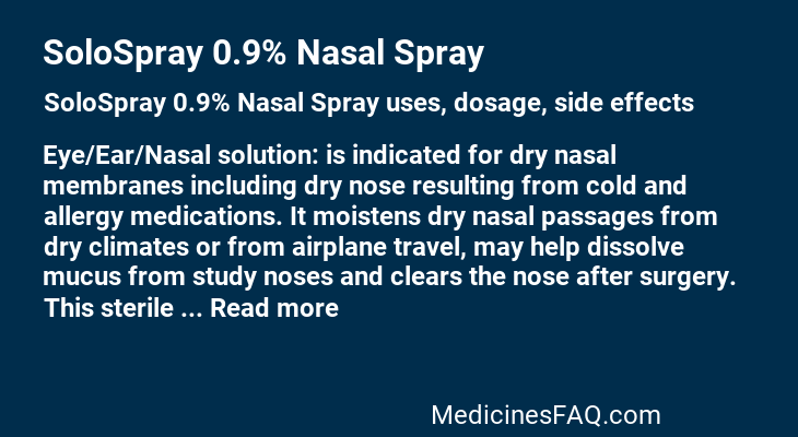 SoloSpray 0.9% Nasal Spray