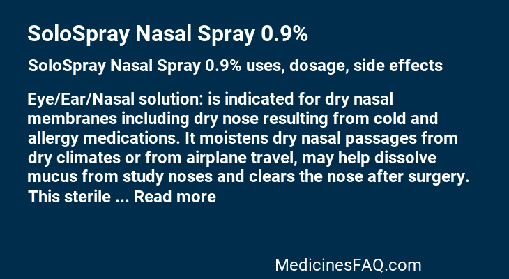 SoloSpray Nasal Spray 0.9%