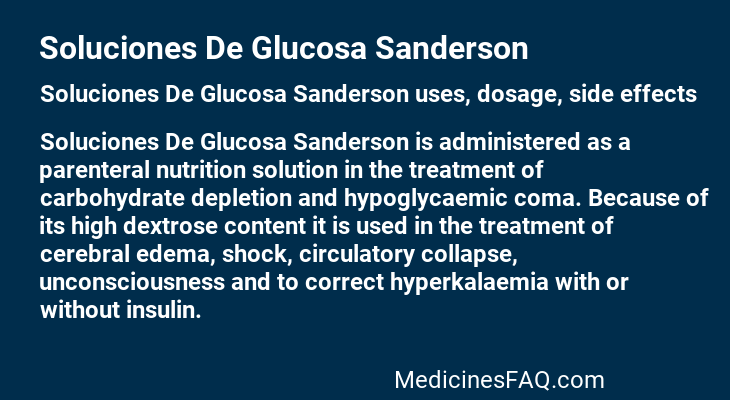Soluciones De Glucosa Sanderson