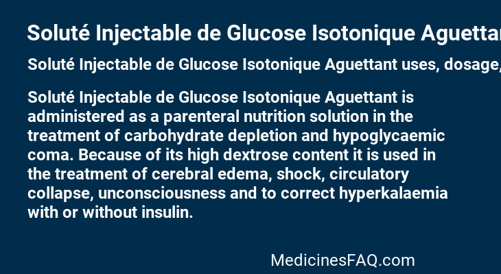 Soluté Injectable de Glucose Isotonique Aguettant