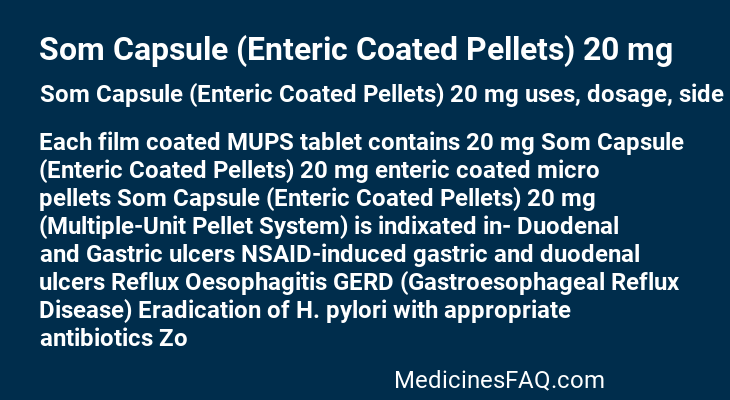 Som Capsule (Enteric Coated Pellets) 20 mg