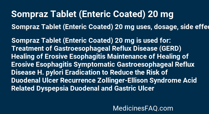 Sompraz Tablet (Enteric Coated) 20 mg