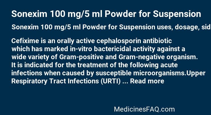 Sonexim 100 mg/5 ml Powder for Suspension