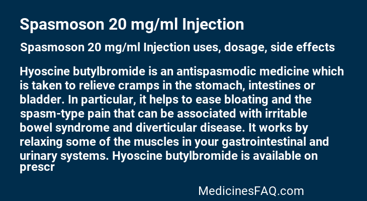 Spasmoson 20 mg/ml Injection