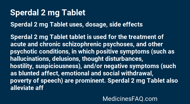 Sperdal 2 mg Tablet