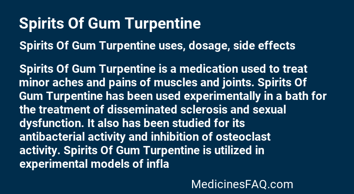 Spirits Of Gum Turpentine