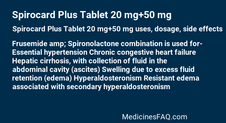 Spirocard Plus Tablet 20 mg+50 mg